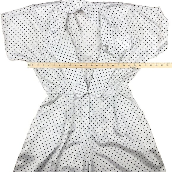 ALGO-ETTES VTG Romper 80´s 90’s Polka Dot Satin White & Black Knee-Lenght Retro - Picture 14 of 14